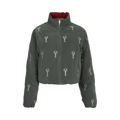Pre-owned Thom Browne Down Cropped Reversible Jacket 'medium Grey' | Women's Size 42