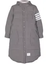 Thom Browne Grey Side-stripe-detail Padded Coat In Gray