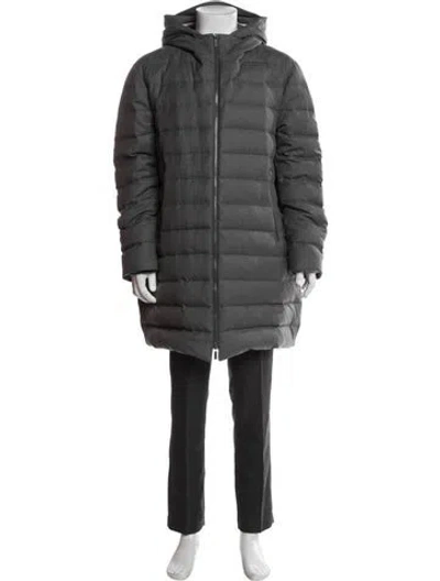 Pre-owned Thom Browne Down Filled Hooded Ski Coat Wool Puffer Coat W/ Tags In Gray
