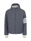 Thom Browne Striped Detail Down Jacket In Grey