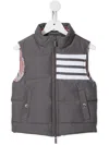 Thom Browne Downfilled Sleeveless 4-bar Vest In Grey