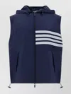 THOM BROWNE DRAWSTRING HOODED STRIPED VEST