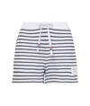 Thom Browne Striped Cotton Shorts With Adjustable Drawstring In White