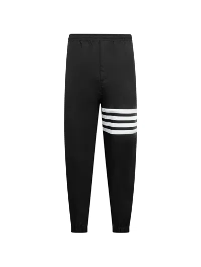 Thom Browne Drawstring Striped-detail Track Pants In Black