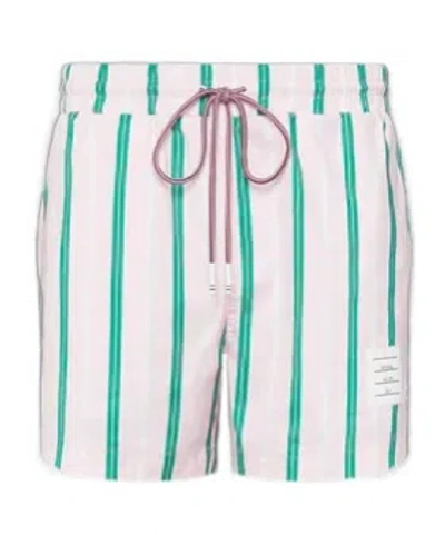 THOM BROWNE DRAWSTRING STRIPED PRINTED SWIM TRUNKS