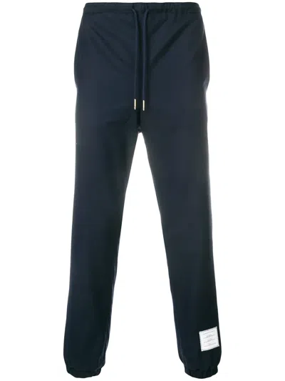Thom Browne Elastic Hem Wool Track Trouser In Blue