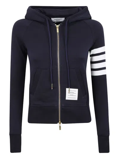Thom Browne Navy 4-bar Loopback Full Zip Hoodie In Black