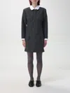 Thom Browne Tailored Wool Suiting Mini Shirt Dress In Grau