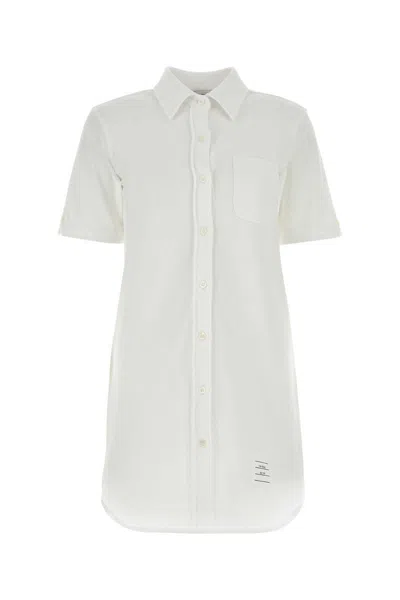 Thom Browne Sequin Embellished Mini Shirt Dress In White