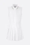 Thom Browne High Waist Pleated Skirt Polo Collar Dress In White