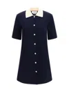 Thom Browne Collared Dress With Short Sleeves In Blue