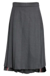 Thom Browne Drop Back Pleated Merino Wool Skirt In Medium Grey