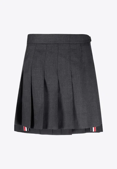 Thom Browne Dropped Back Pleated Mini Skirt In Gray