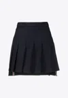 Thom Browne Women Mini Dropped Back Pleated Skirt In School Uniform Plain Weave In Navy