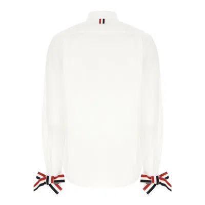 Thom Browne Easy Fit Point Collar Button Down Shirt Women In White