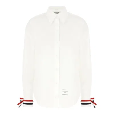 Thom Browne Easy Fit Point Collar Button Down Shirt Women In White