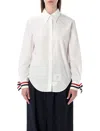 Thom Browne Easy-fit Point Collar Shirt In Gray