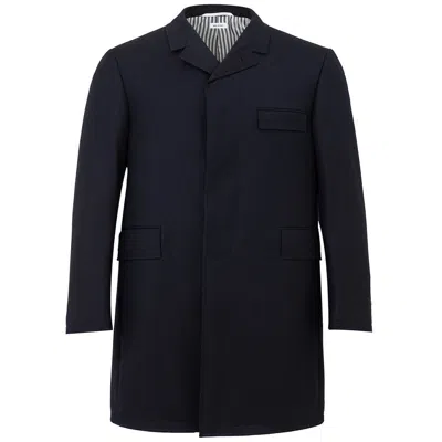 Thom Browne Elegant Blue Wool Men's Jacket In Black
