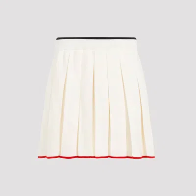 Thom Browne Elegant Mini Pleated Skirt With Needle Stitch Detail In White
