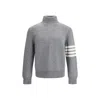 Thom Browne Elegant Sweater With Half-zip Detail On The Neck In Gray