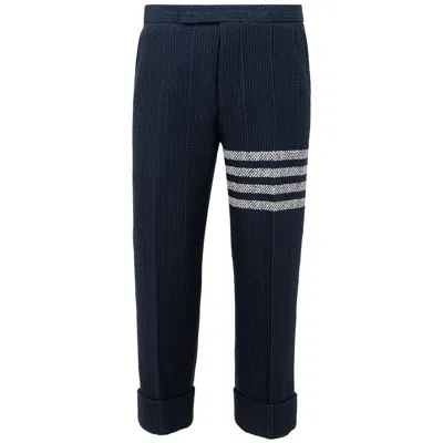 Thom Browne Elevate Your Style With Sleek Acrylic Blue Pants In Brown