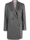 Thom Browne Elongated Long Sleeve Double Breasted Sportcoat In Wool Flannel