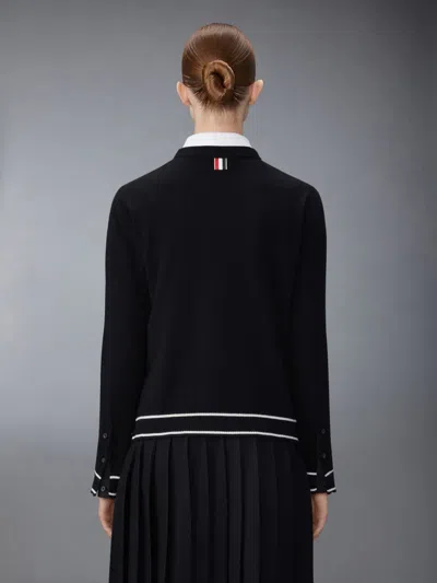 Thom Browne Emb Hector And Rose Pointelle Cardigan Women In Black