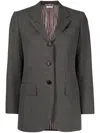 Thom Browne Embossed Buttons Single-breasted Blazer In Grey
