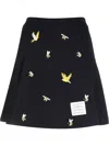 Thom Browne Embroidered A-line Skirt In Blue