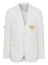 Thom Browne Embroidered Blazer In White