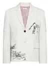 Thom Browne Embroidered Canvas Jacket In White