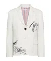Thom Browne Embroidered Canvas Jacket In White