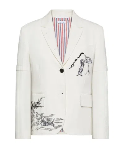 THOM BROWNE EMBROIDERED CANVAS JACKET