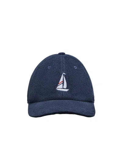 Thom Browne Embroidered Corduroy Cap In Blue