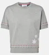 Thom Browne Embroidered Cotton Jersey T-shirt In Gray