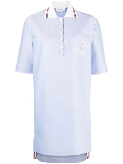Thom Browne Besticktes Kleid Aus Popeline In Blau