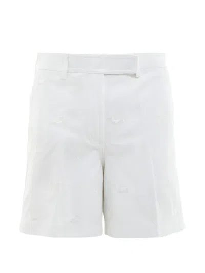 Thom Browne Embroidered Cotton Shorts In White