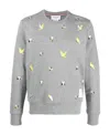 Thom Browne Embroidered Cotton Sweatshirt In Gray