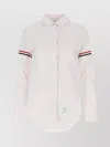 THOM BROWNE EMBROIDERED CUFFED SLEEVES COTTON SHIRT
