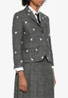 Thom Browne Prince Of Wales Hunting Goose Fit 3 High Armhole Wool Tweed Sport Coat In Gray