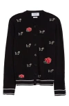 Thom Browne Black Pointelle Jersey Hector & Rose Cardigan In Black