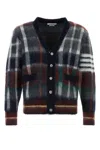 Thom Browne Cropped Mohair Cardigan With Bold Plaid Pattern In Seasonalmulti