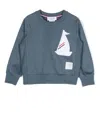 Thom Browne Embroidered Cotton Sweatshirt In Blue