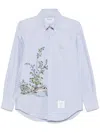 Thom Browne Cotton Embroidered Scenic Goose Shirt In Blue