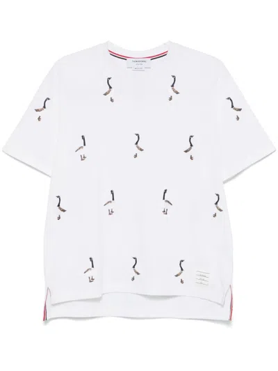 Thom Browne Embroidered-motif T-shirt In White