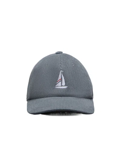 Thom Browne Embroidered-print Cap In Gray