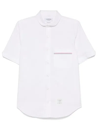 Thom Browne Embroidered Shawl-collar Shirt In White