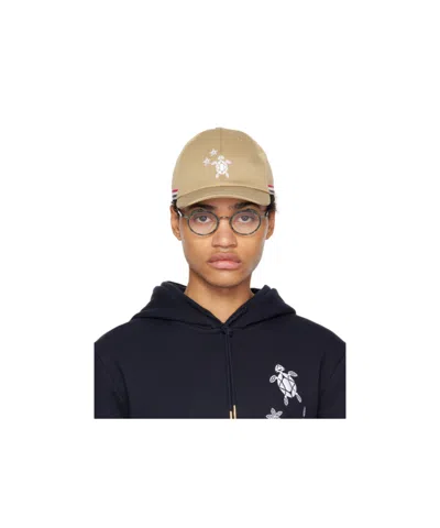 Thom Browne Embroidered-turtle Cotton Cap In Black