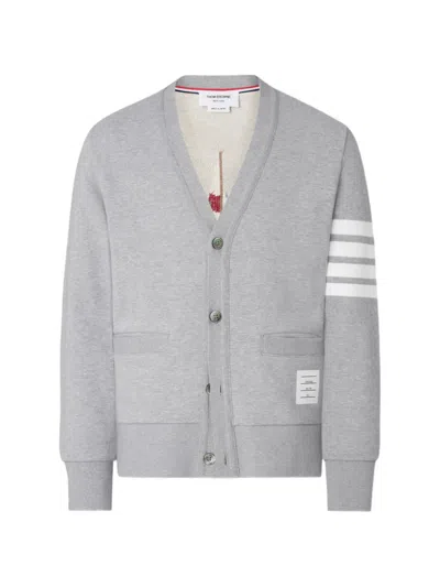Thom Browne Embroidered-detail Cardigan In Gray