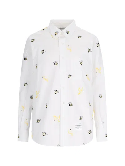 Thom Browne Embroidery Detail Shirt In White